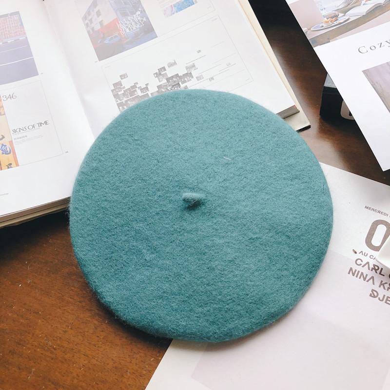 Hat Female Autumn and Winter Beret Woolen British Retro Literary and Simple Painter Hat Sweet Versatile Trendy Hat