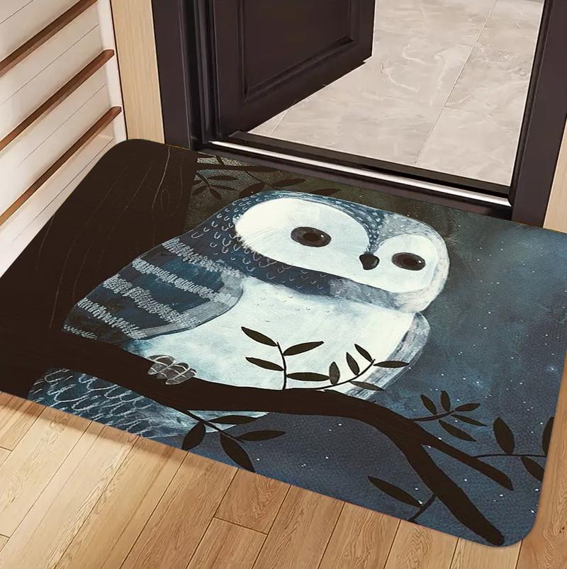 

Cute Owl Mat Watercolor Animal Design Non-Slip Rug for Front Door Indoor Outdoor Entryway Mat Home Decor for Living Room Bedroom 40x60cm