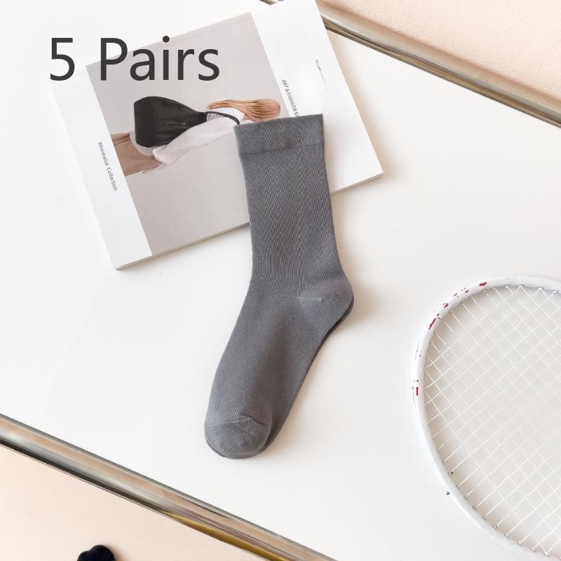 5 Pairs of All Cotton Long Stack Socks for Women In Autumn and Winter