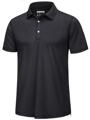 TACVASEN Men's Casual Polo Shirt, Short Sleeve, Breathable, Perfect for Outdoor Activities, Golf, Business, and Commuting, Summer, Black, Size XL