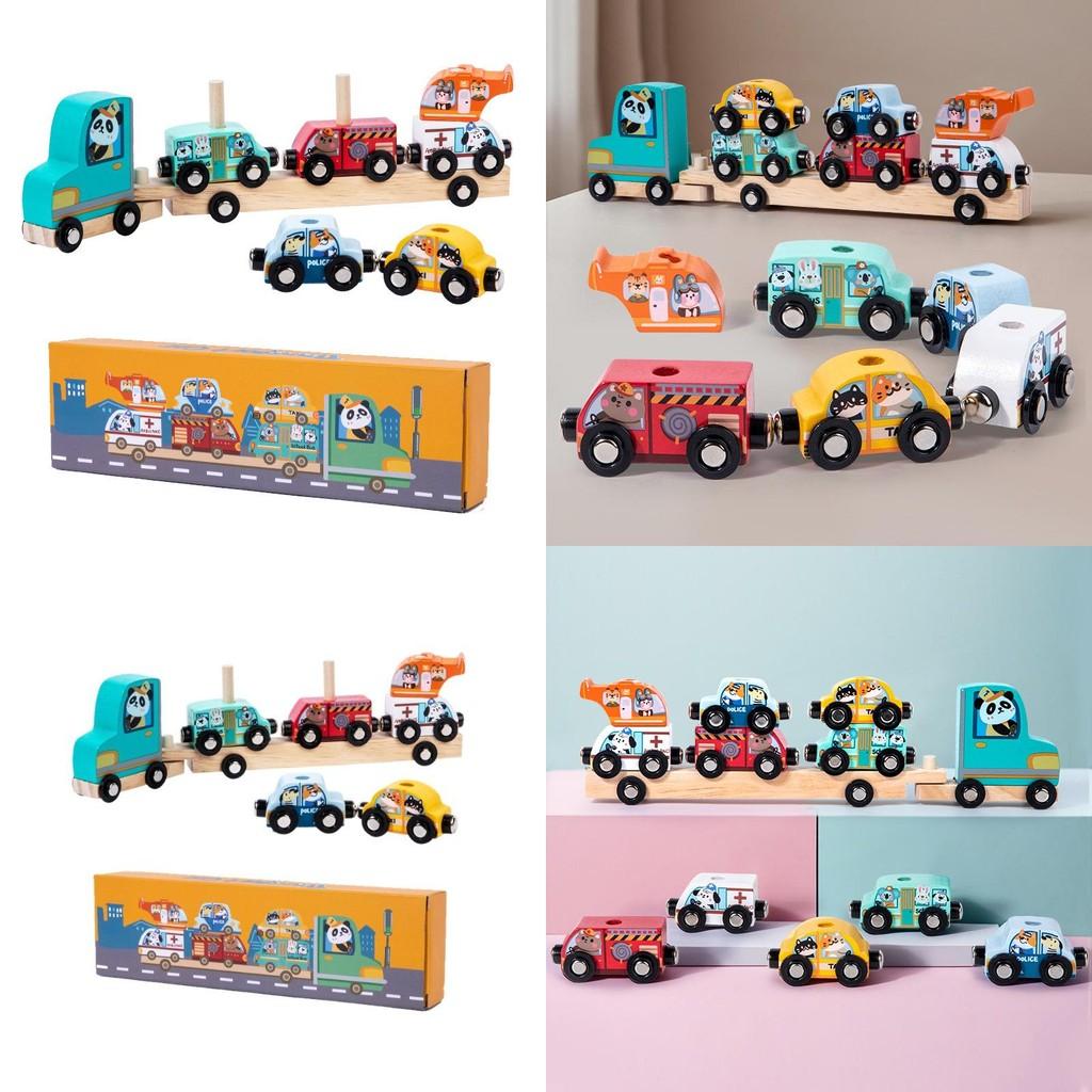 Wooden Animal Pattern Magnetic Car Building Block Children Puzzle Toy Set For Early Education And Cognitive Development