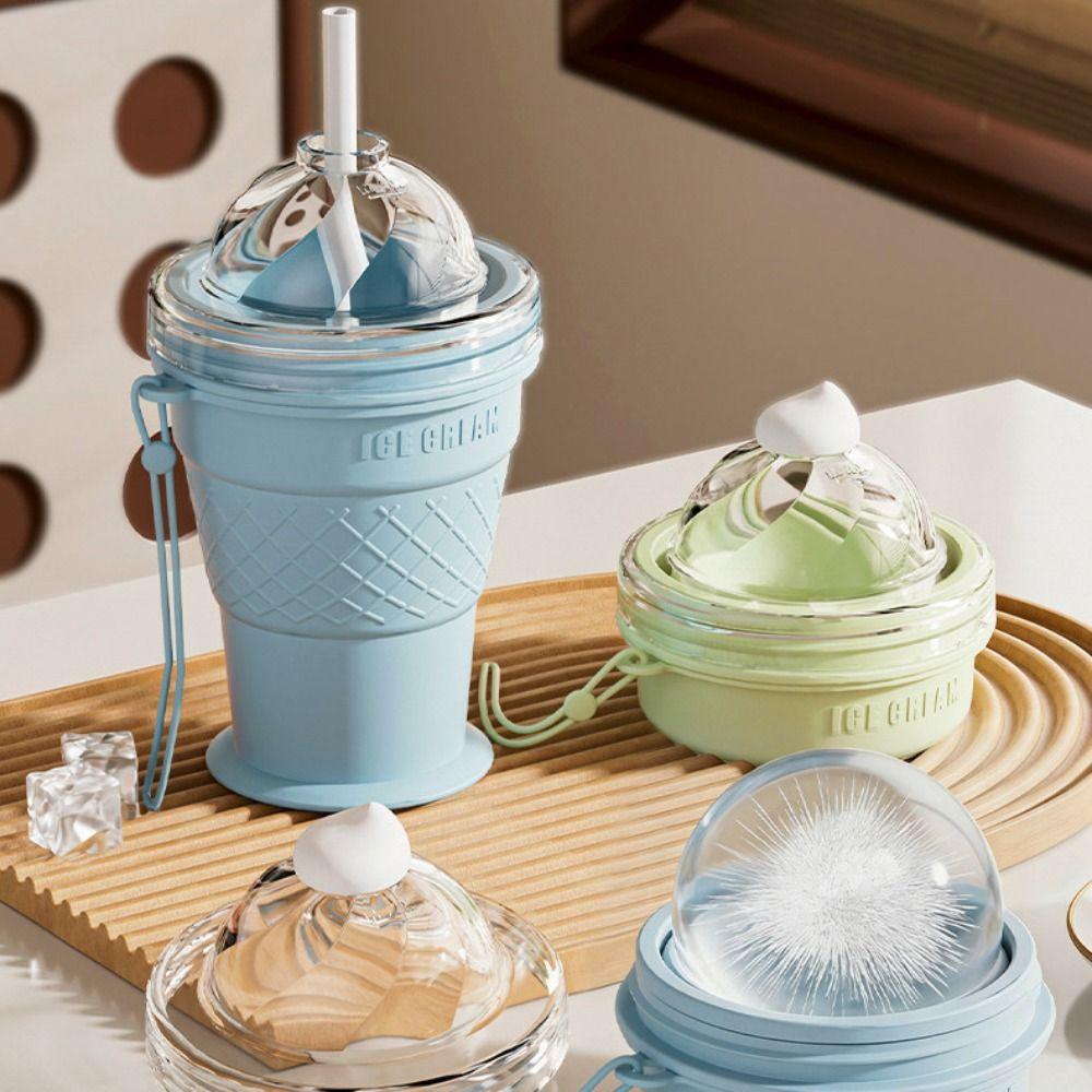 Ice Cream Design Foldable Ice Ball Cup Leak-Proof Ice Cube Water Bottle  Office