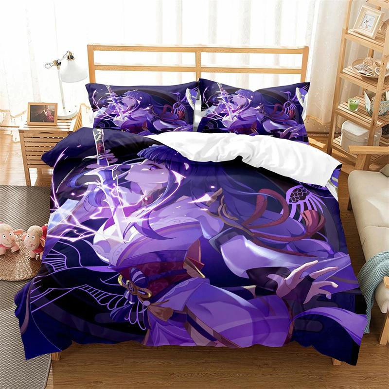 Genshin Impact Anime Arataki Ltto Bedding Sets Exquisite Bed Supplies Set Duvet Cover Bed Comforter Set Luxury Birthday Gift