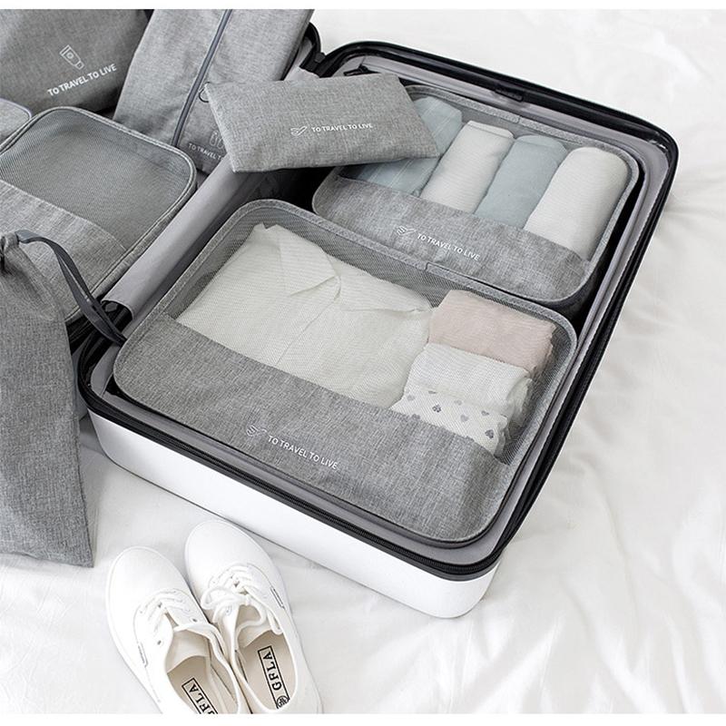 7-teiliges Reise-Aufbewahrungs-Organizer-Set Wasserdichte Packwürfel für Gepäck Kleidung Unterwäsche Schuhe Tasche für Reise Geschäftsreise