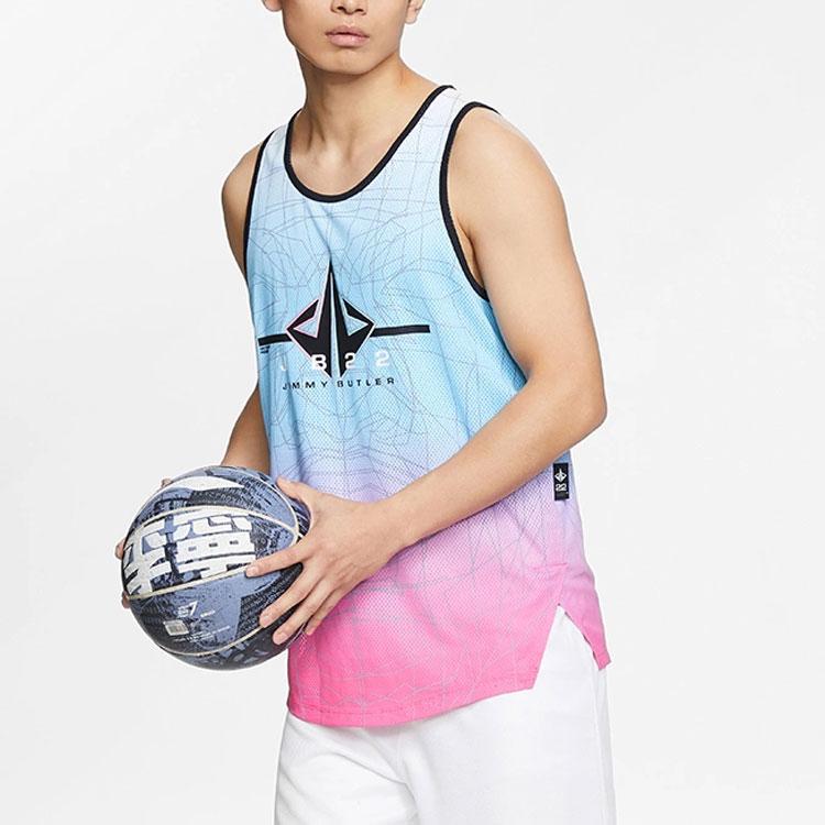 Li Ning Butler Series Gradient Pattern Printed Basketball Training Jersey Unisex Jerseys Blue AVSS019-2