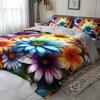 3-teiliges lebhaftes Regenbogen-Blumenbettwäsche-Bettbezug-Set Gänseblümchen-Blumenbettwäsche-Steppdecken-Set Blumen-Themen-Bettwäsche-Set Sommerblühende Blumen