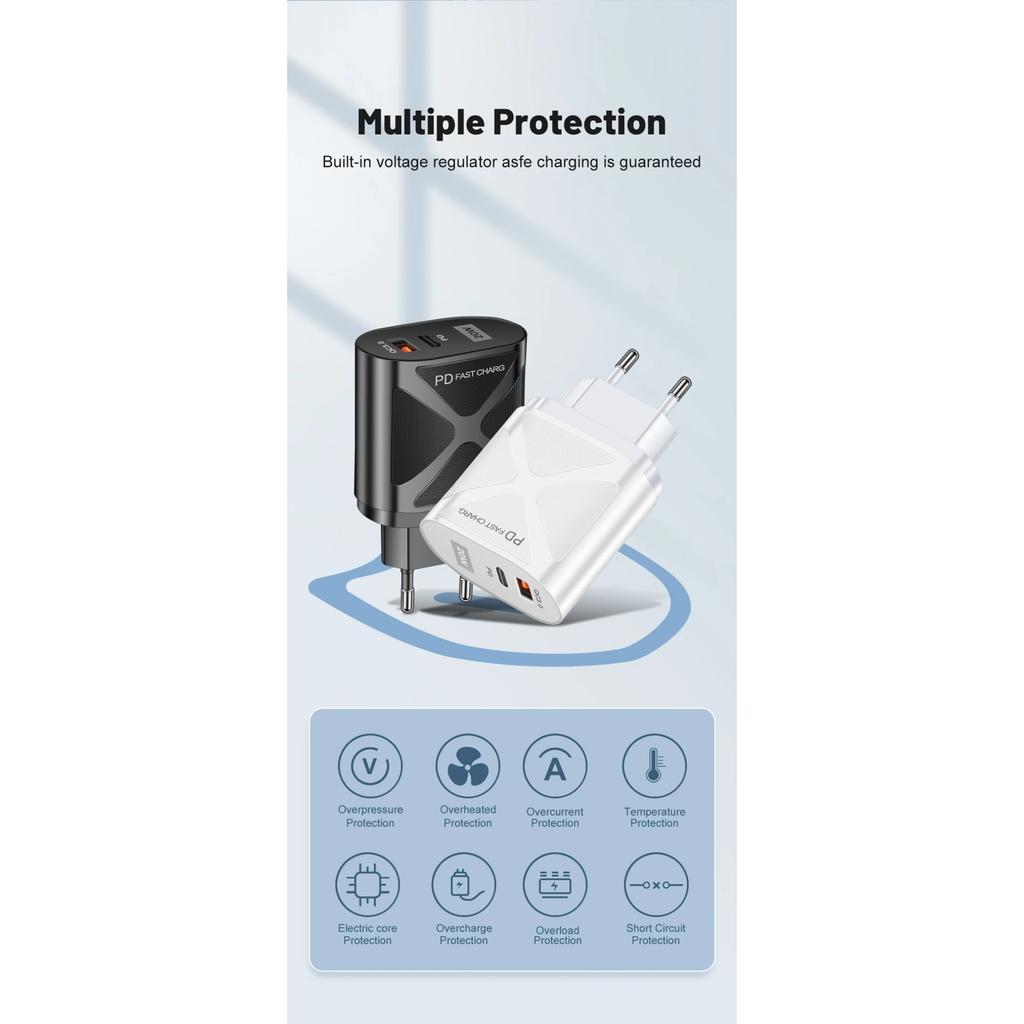 20W USB Type C Charger Fast Charger Quick Charge for IPhone 16 15 14 13 12 Pro Max PD Fast Charging for Xiaomi Samsung Huawei