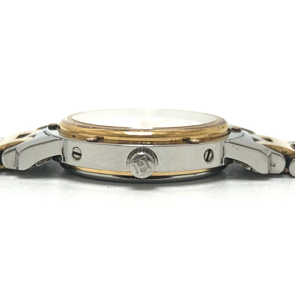 HERMES CL3.240 Clipper Quartz Date Watch Round Face Two-tone Wristwatch