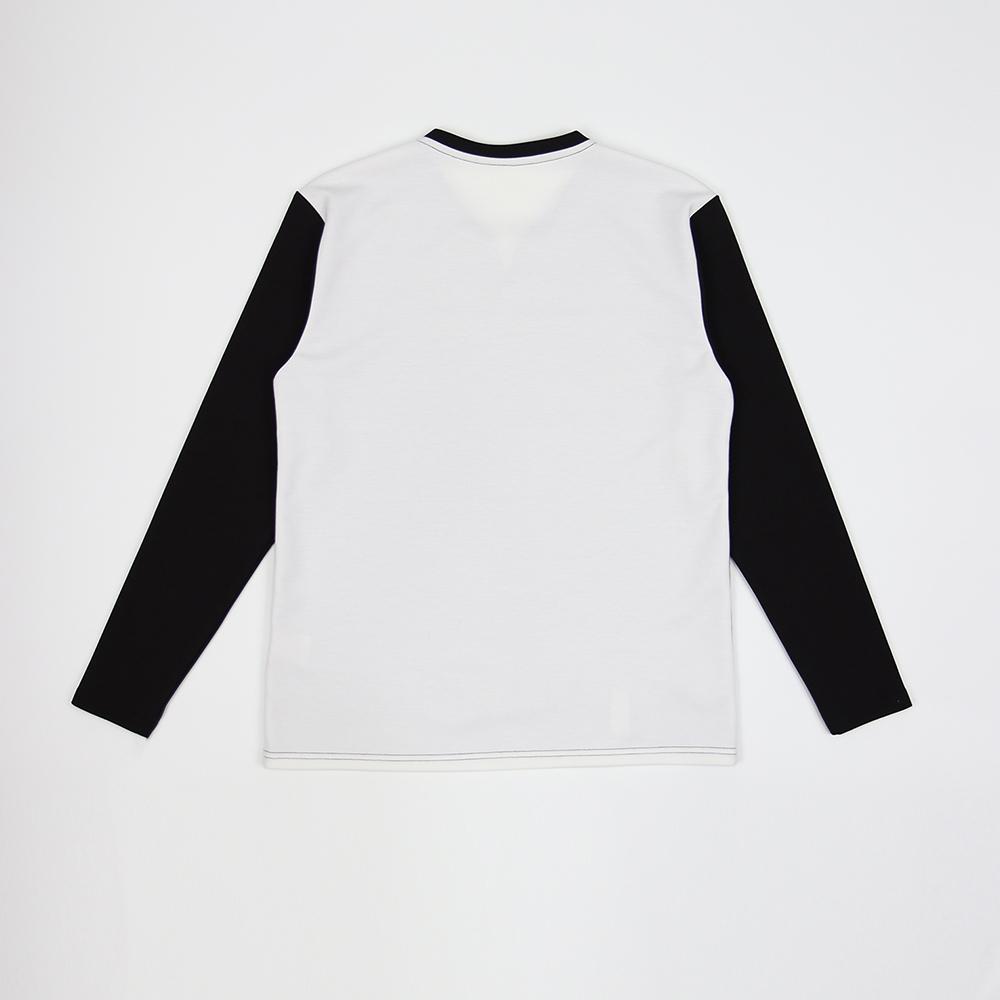 IKALOOK Multicolor V-Neck Contrast Long Sleeve Tee Tee198A