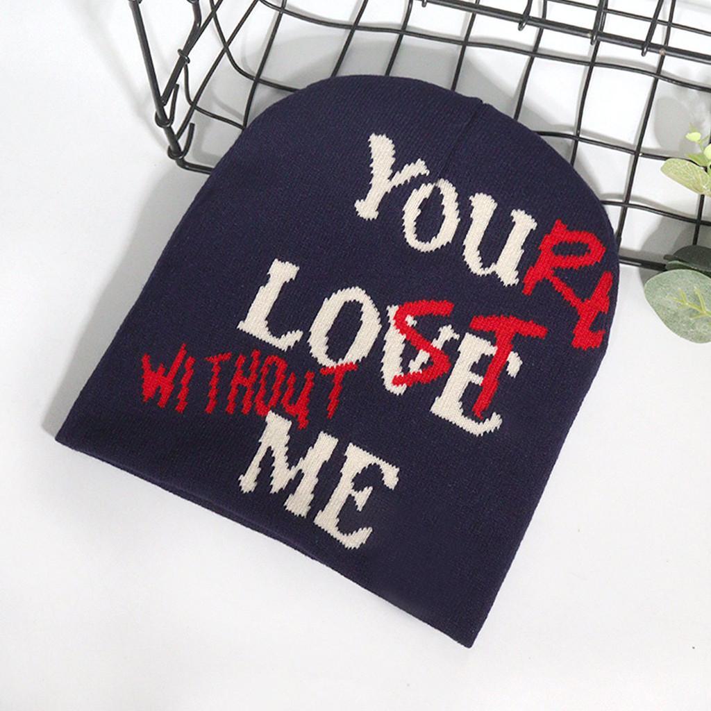 Knit Hat With Alphabet Pattern For Fall Winter Warmth Unisex Street Style