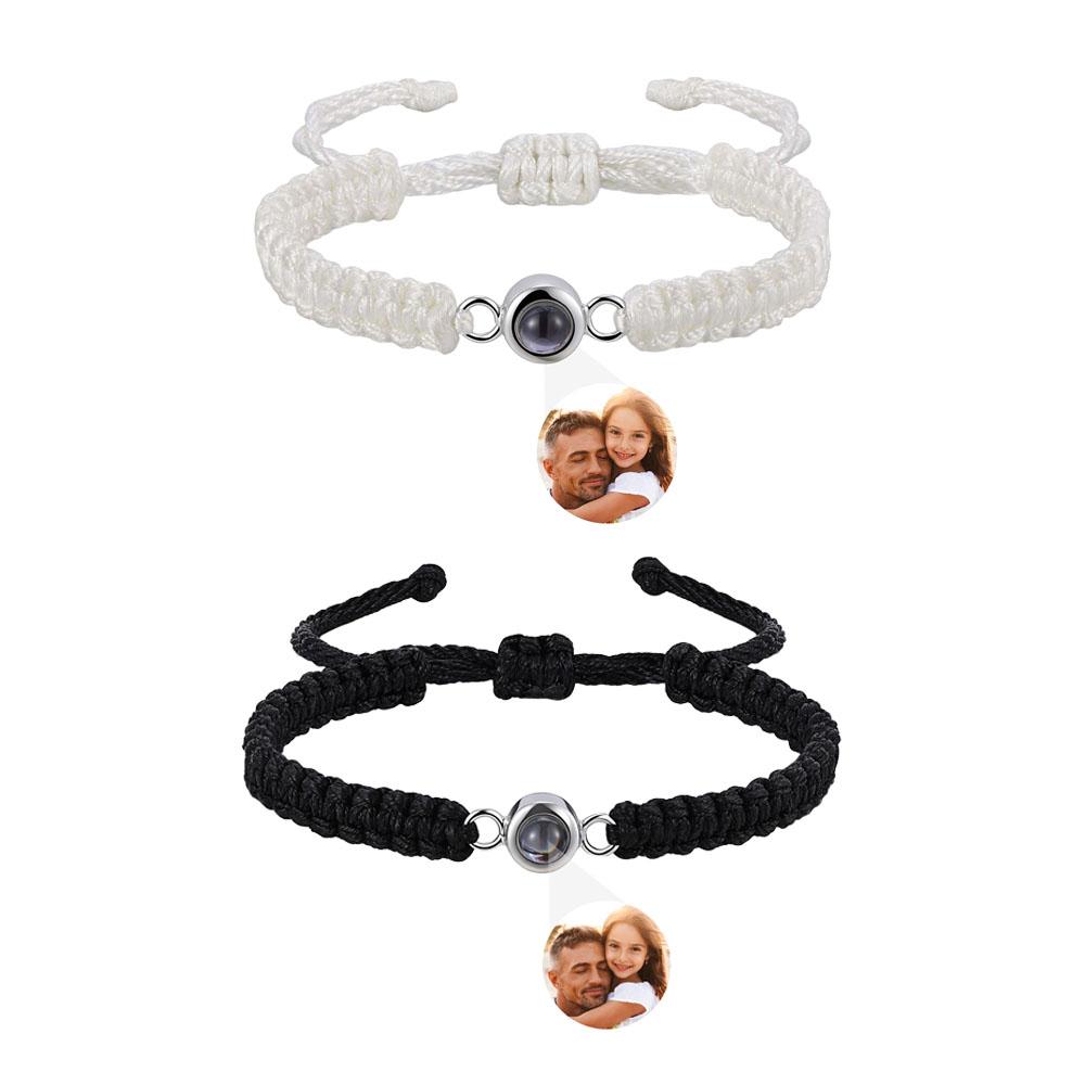Custom Photo Projection Bracelet Hand Woven Rope Chain Personalized Photo Projection Bracelet Couple Family Pictures Bracelet