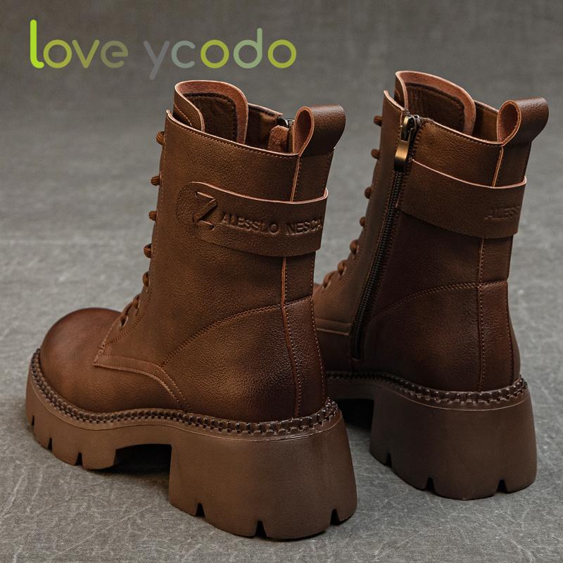 Женские осенние и зимние удобные ботинки Marton из натуральной кожи — фото 7