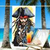 Captain Jack Sparrow Print Beach Towel Design, Soft, Lightweight. for Home Bathroom, Spa, Pool, Yoga, Surfing, Camping, Gift for Family, Friend
