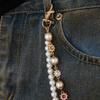 IngeSight.Z Moda Perla Sintetica Strass Fiore Catena per Jeans Portachiavi Uomo Donna Pantaloni Hipster Catena Pantaloni Gioielli HipHop