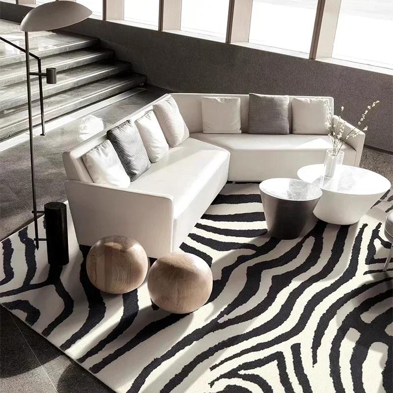 Zebra Black White Striped Area Rug Luxury Artistic Living Room Carpet Soft Comfortable Bedroom Floor Mat Decorative