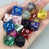 10 Stück Zufällige Polyedrische Kunststoffwürfel D4/D6/D8/D%/D10/D12/D20 Verschiedene Farbvarianten für DIY Tischspiel DND Brettspiel