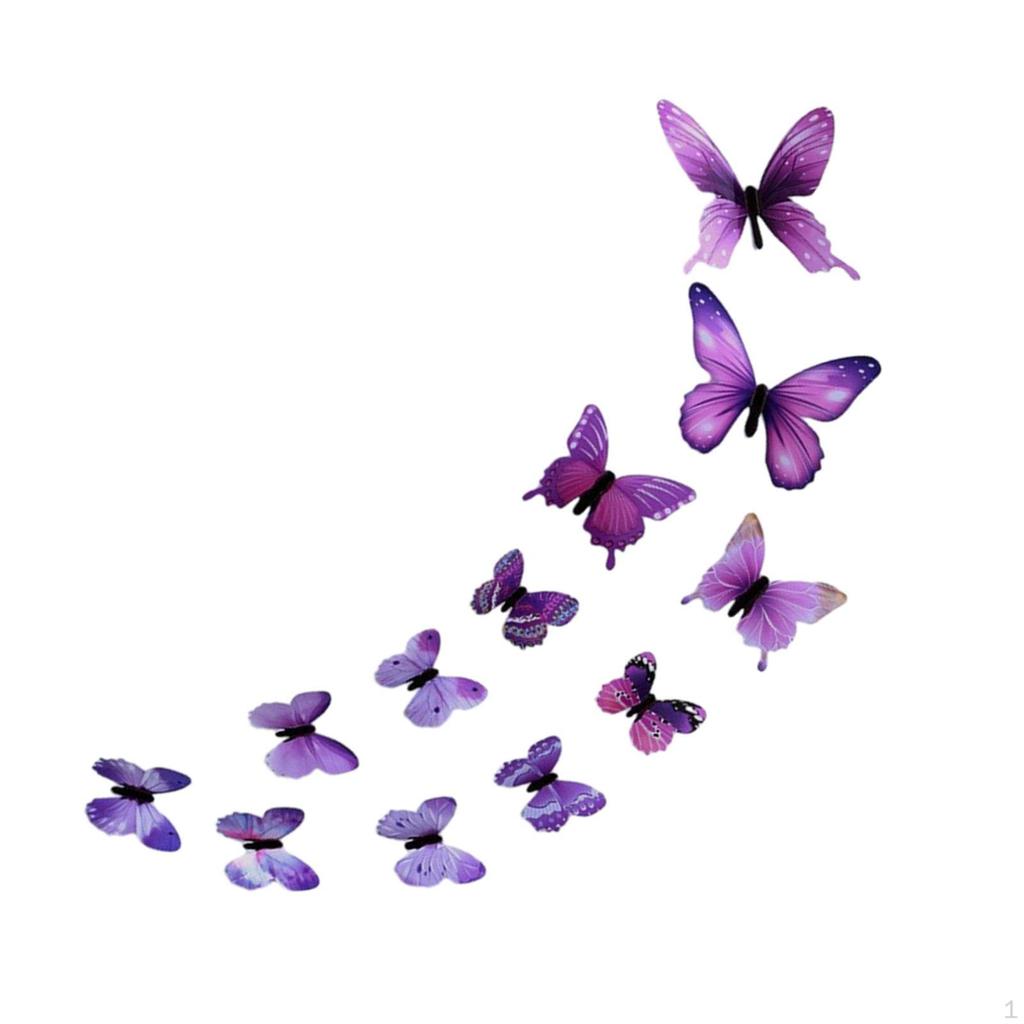 12 Pieces 3D Butterfly Wall Stickers Decor Luminous Art Decals Decorative Lovely DIY