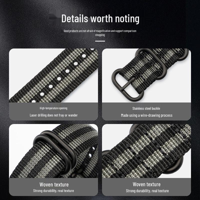 Bracelet de Montre NATO en Nylon Épaissi Xinlei - Bracelet Universel en Toile Tissée 20/22mm