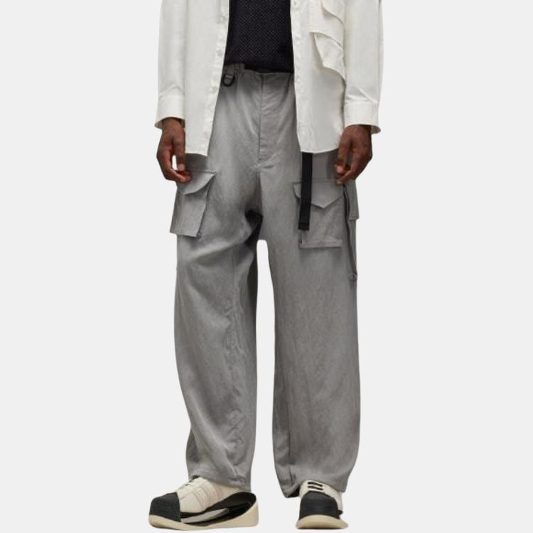 Y-3 Solid Color Loose Wide Leg Multi-Pocket Casual Pants Men Pants Gray JE3454