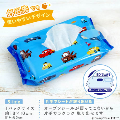 LEC Disney 99% Pure Water Baby Wipes, Soft Type, 80 Wipes X 3 Packs (Cars), Additive-Free, Mildly Acidic, Made In Japan