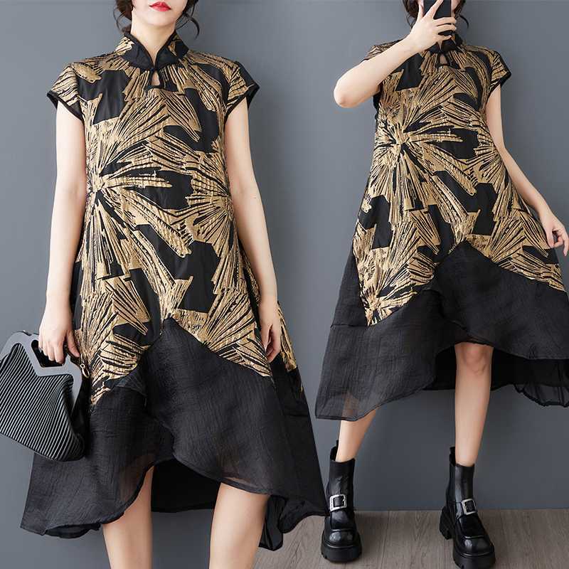 

Spring and Summer Stand-up Collar Elegant Cheongsam Dresses One Size