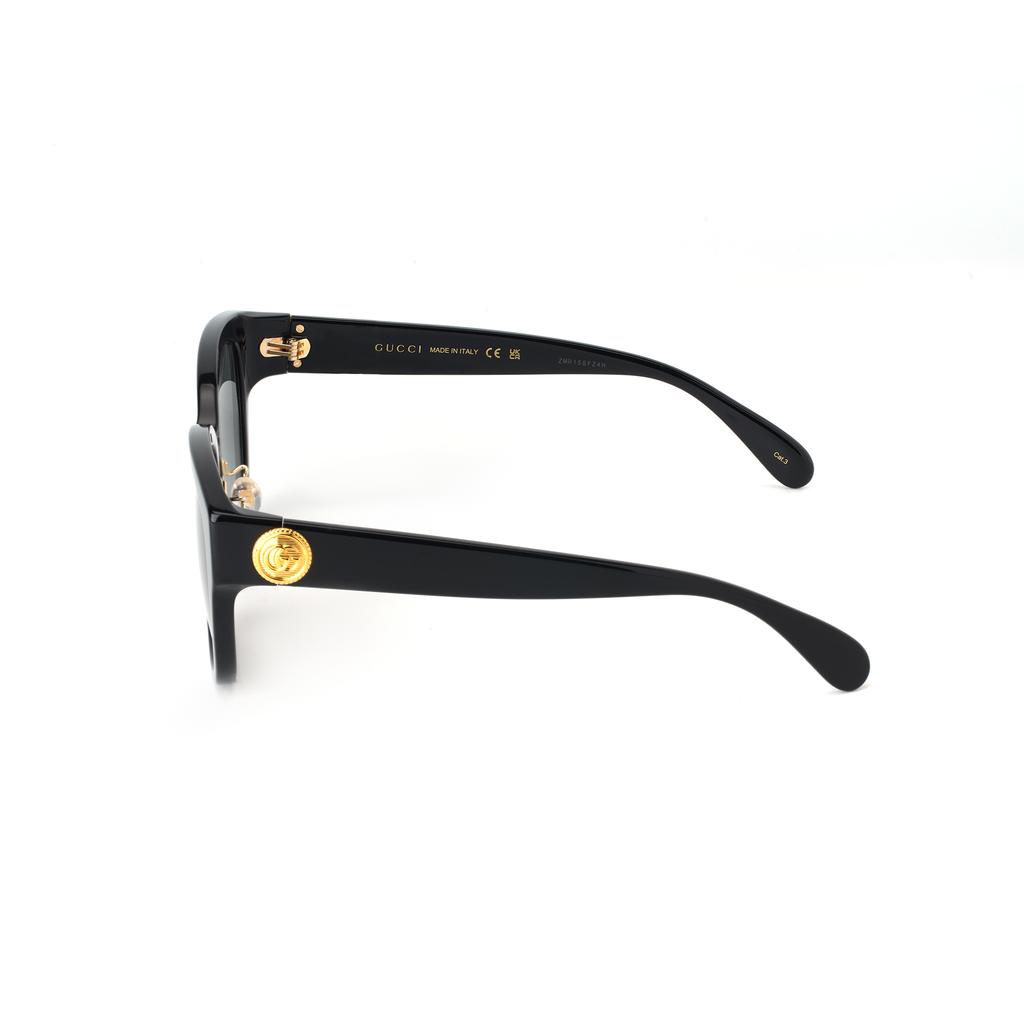 Gucci Logo Print Irregular Shape Sunglasses Unisex Sunglasses Black GG1409SK-001-55