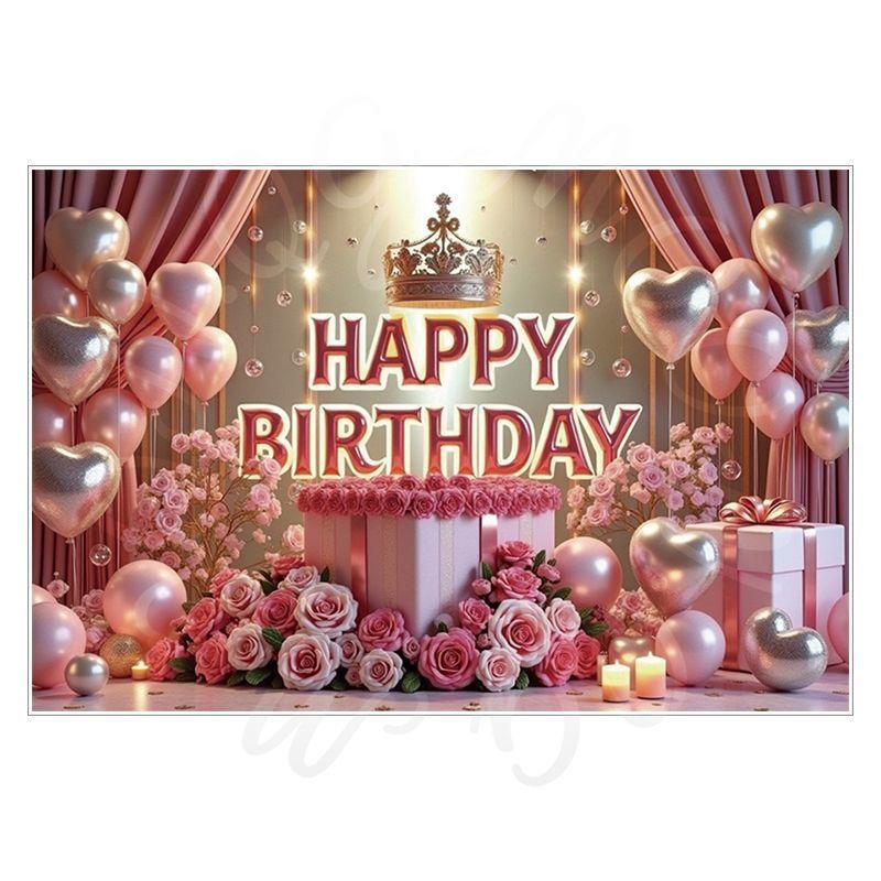 Pink Birthday Theme Party Decoration Backdrop Cloth - Party Decoration Scene Background Wall Hanging