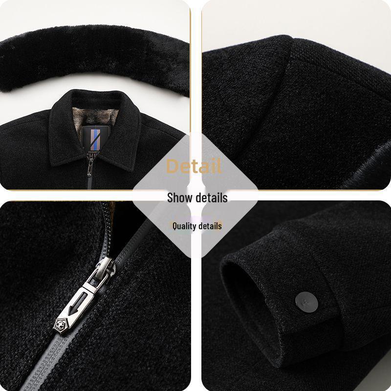 Mid-Aged & Elderly Velvet-Lined Corduroy Lapel Jacket - Thickened Winter Coat for Dad & Grandpa