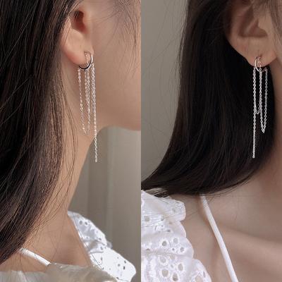 Tassel Temperament Shows Face Thin Earrings Exaggerated Women's Fashion Earrings Simple Long Earrings