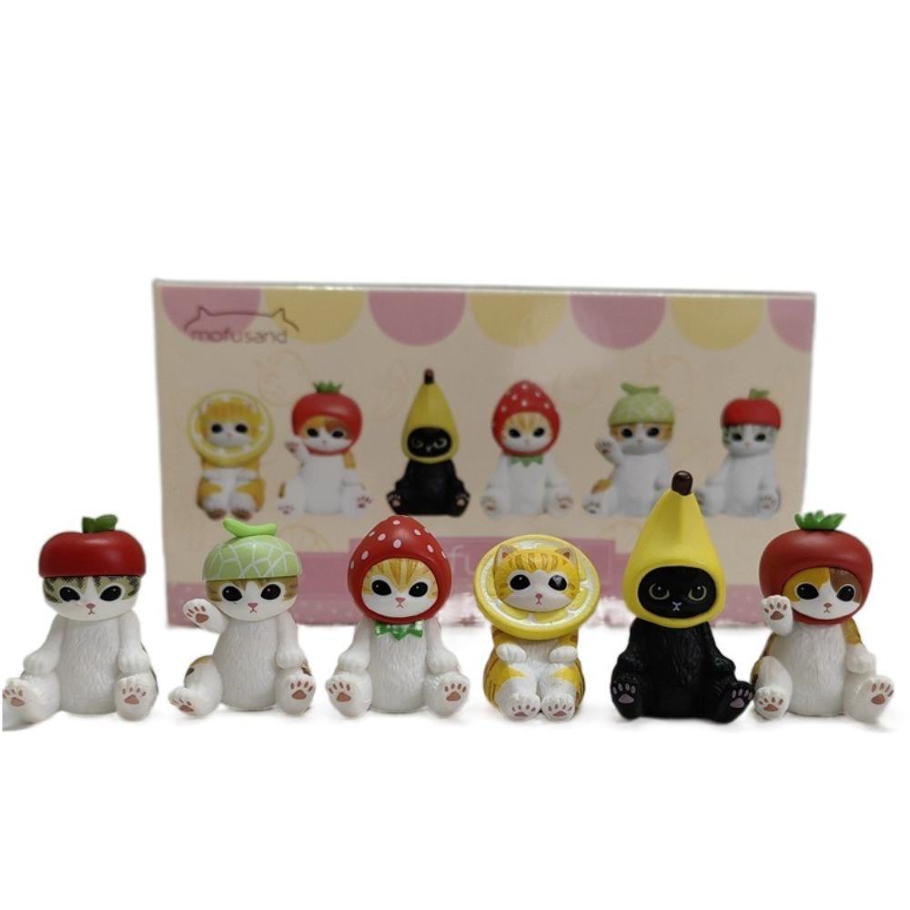 5pcs/6pcs PVC Cat Action Doll Cute Model Toys Kawaii Animal Headgear Doll Christmas Gifts