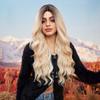 ALAN EATON Hairline Lace Wigs Ombre Brown Blonde Synthetic Long Wavy Wigs Dark Root  for Women Cosplay High Density Hair Wig