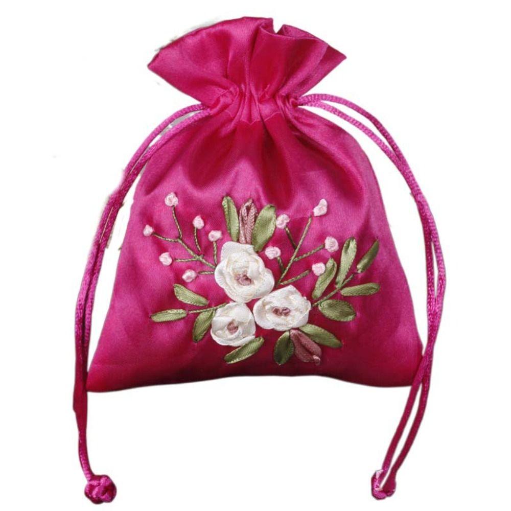 Candy Bag Embroidery Flower Drawstring Bag Perfume Spice Bag Cloth Storage Bag  Ladies