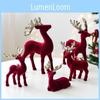 Stunning Christmas Reindeer Ornament Sparkling Burgundy Velvet Decorative Accent For Holiday Trees