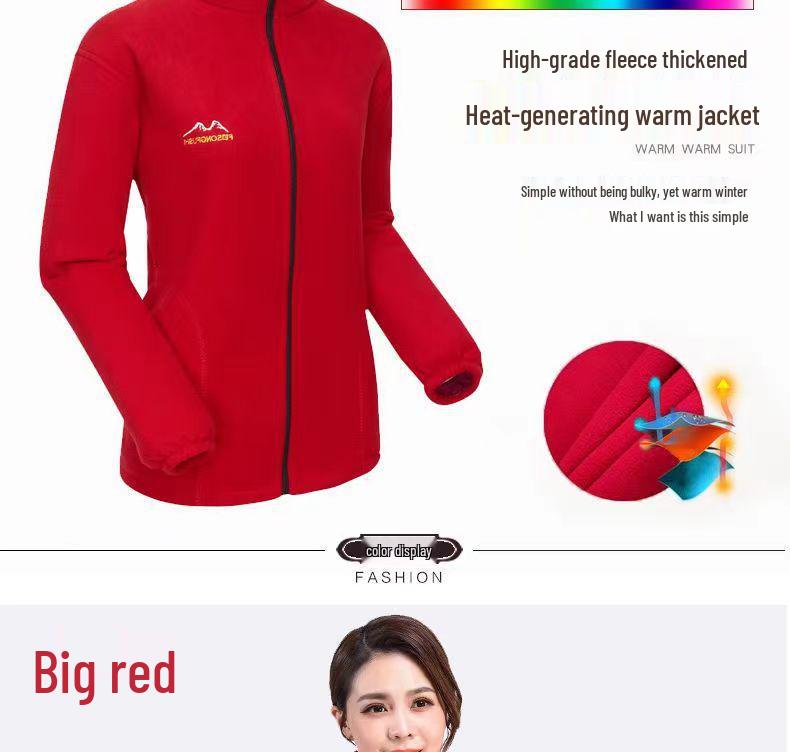 Women's Autumn/Winter Plus Velvet Fleece Jacket - Thickened Zipper Stand Collar Loose Sport Sweatshirt.