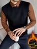 Heren Winter 2025 Kleurblok Fleece-Gevoerd Tweekleurig Shirt Trui: Casual, Zakelijk, Veelzijdige Basislaag