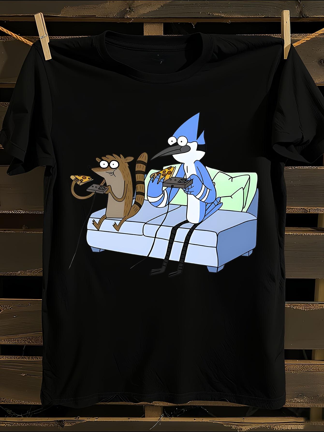 

Mordecai Rigby Inspired T-Shirt Mens Tshirt Womens Tshirts with Letters Print Short Sleeves T-Shirt Casual Street Tee Shirt Top M