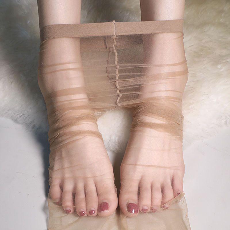 Women's Silk Core-Spun T-Crotch Stockings - Thin, Anti-Slip, Black & Flesh-Colored for Spring and Autumn