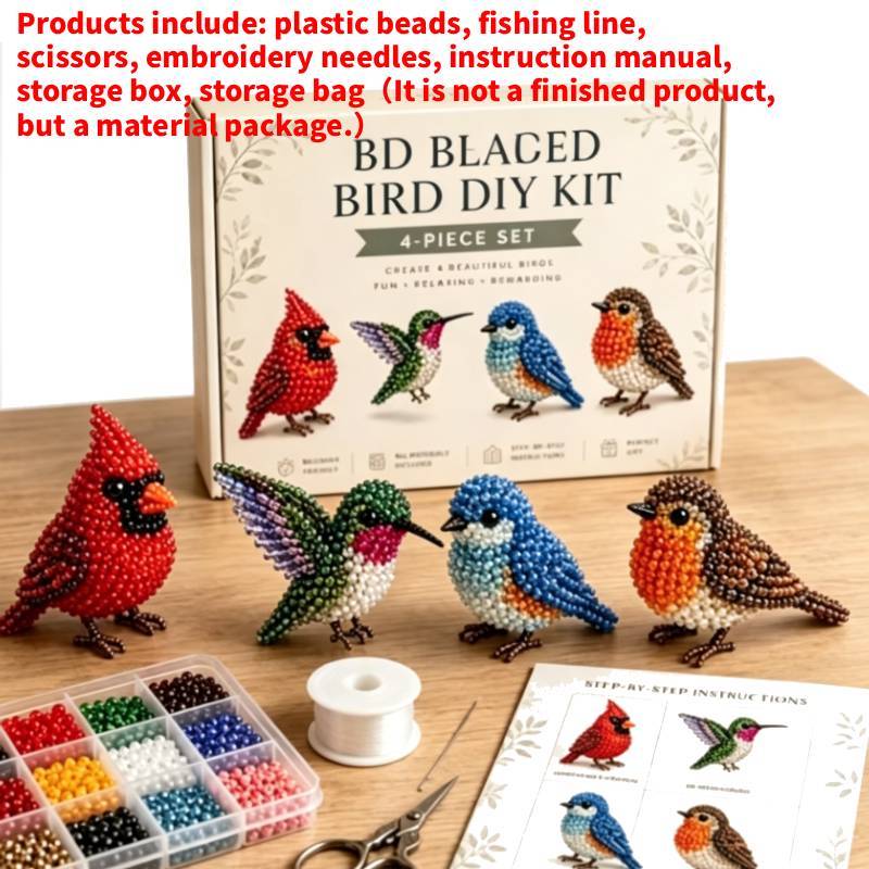 Kleines 3D-Tier-Bastelset mit Perlen und Kunststoffmaterialien für DIY-Tierdekoration und Kinderkreativität