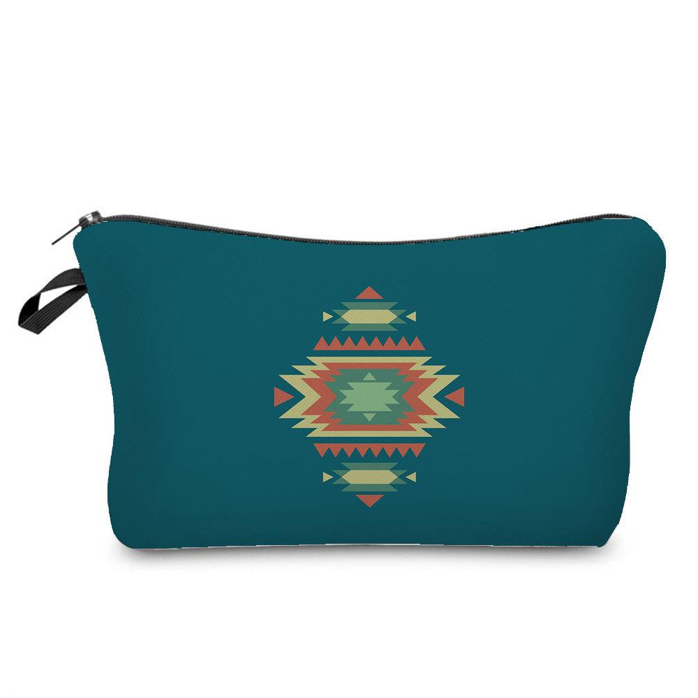 Women Geometric figure Print Cosmetic Bag Toiletries Organize Travel Storage Case 6756 KTB