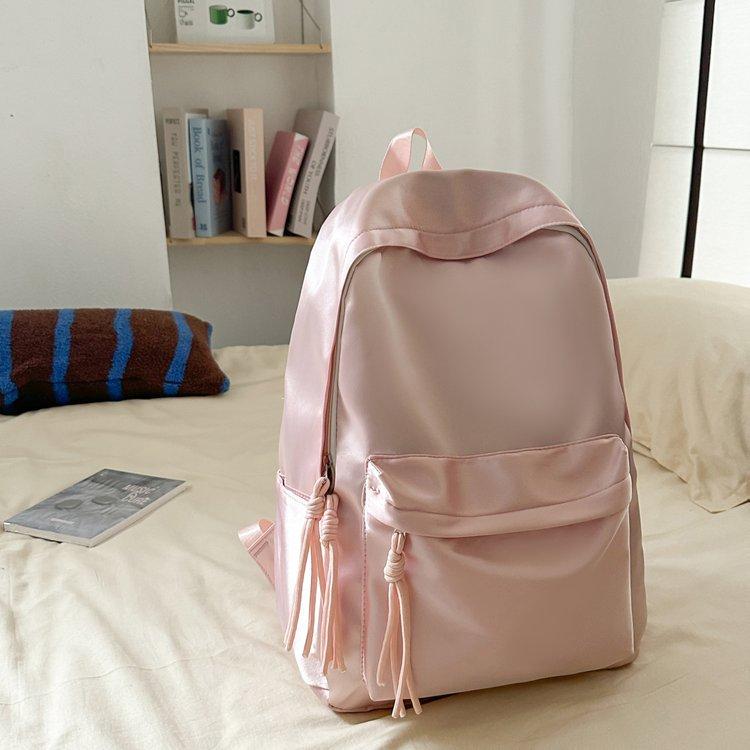 Schoolbag school bag solid color simple college student Japanese versatile backpack ins large capacity girl light backpack lazy wind