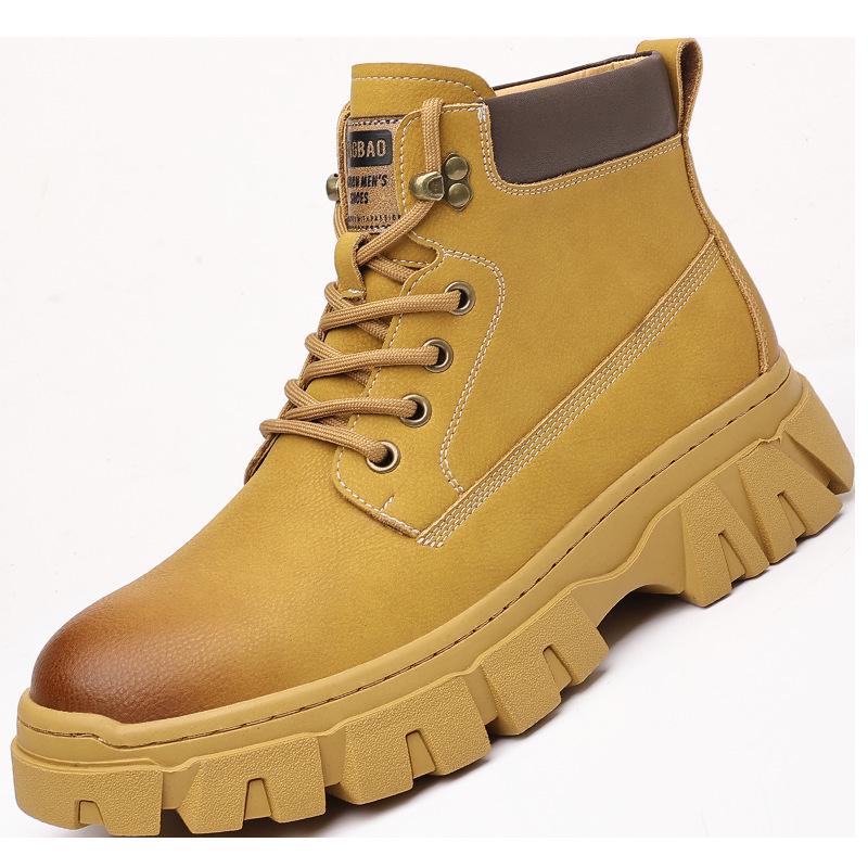 New Yellow Thick-Soled Martin Boots - Plush, Warm, Casual Hiking Boots for Autumn/Winter