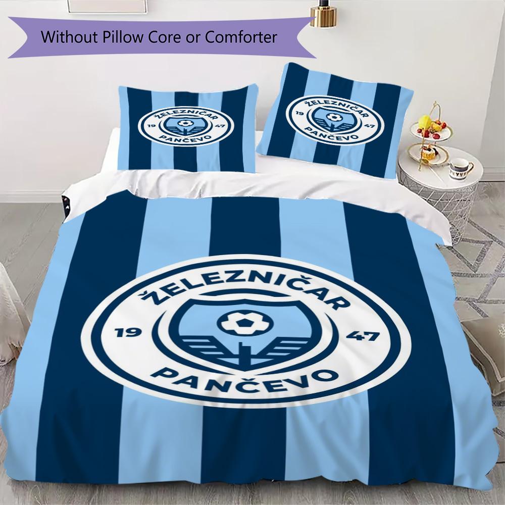 LFC Lourosa 3Pcs Bedding Set Black Yellow Vertical Stripe Lion Badge Print Duvet Cover 2 Pillowcases Football Fan Bedding