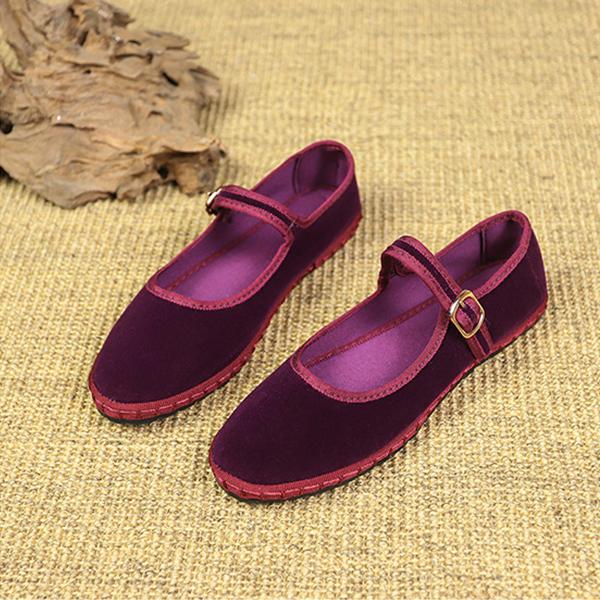 

Fashion IPPEUM Velvet Mary Jane Shoes For Women Red Ballerinas Zapatos Mujer Plus Size 42 2025 New Buckle Straps Ballet Flats 230 фиолетовый