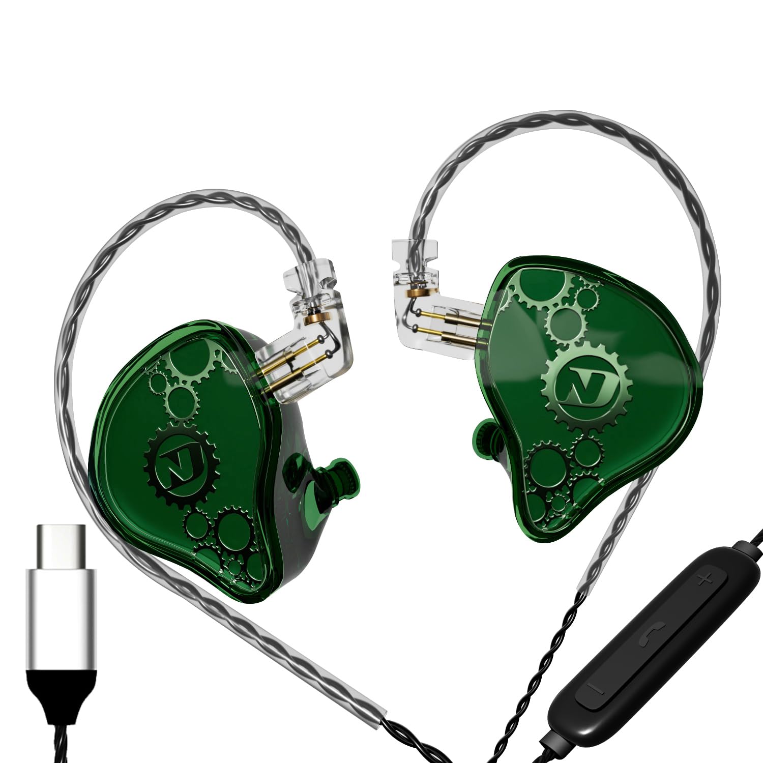

Hifi Kingdom ND VENUS Dynamic Driver (1DD) Wired In-Ear Monitors with Type-C Plug, Green, and Mic