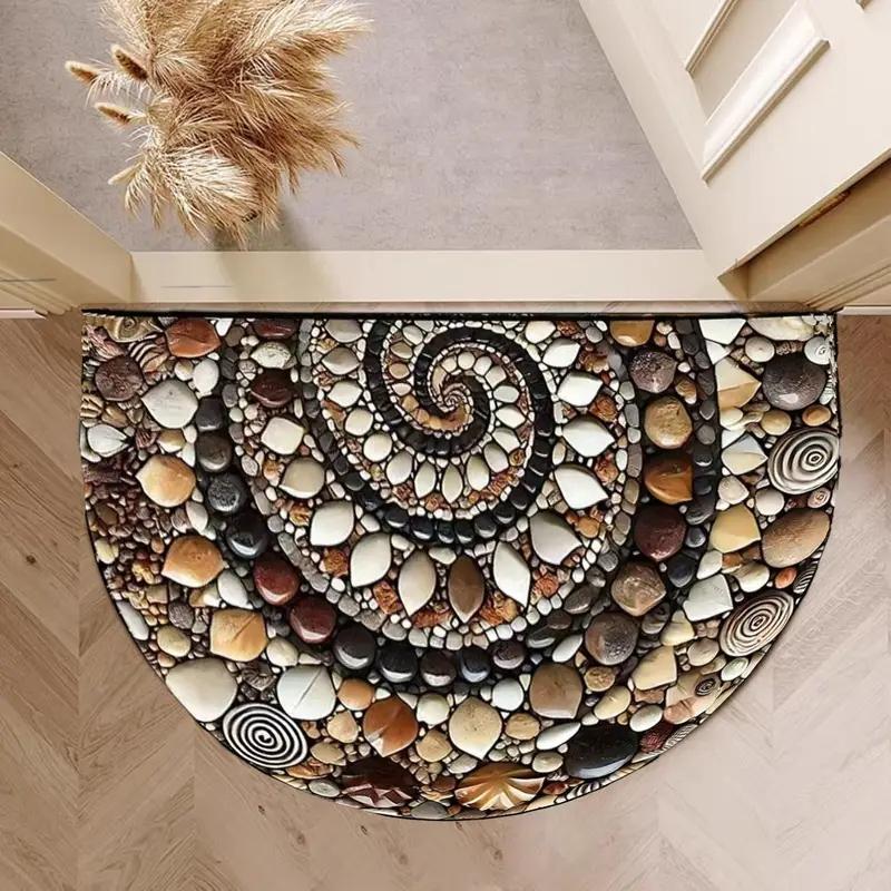 Colorful Pebble Welcome Door Mat - Non-Slip Rubber Backing, Absorbent Doormat for Indoor/Outdoor, Decorative Entrance Mat for Home, Porch