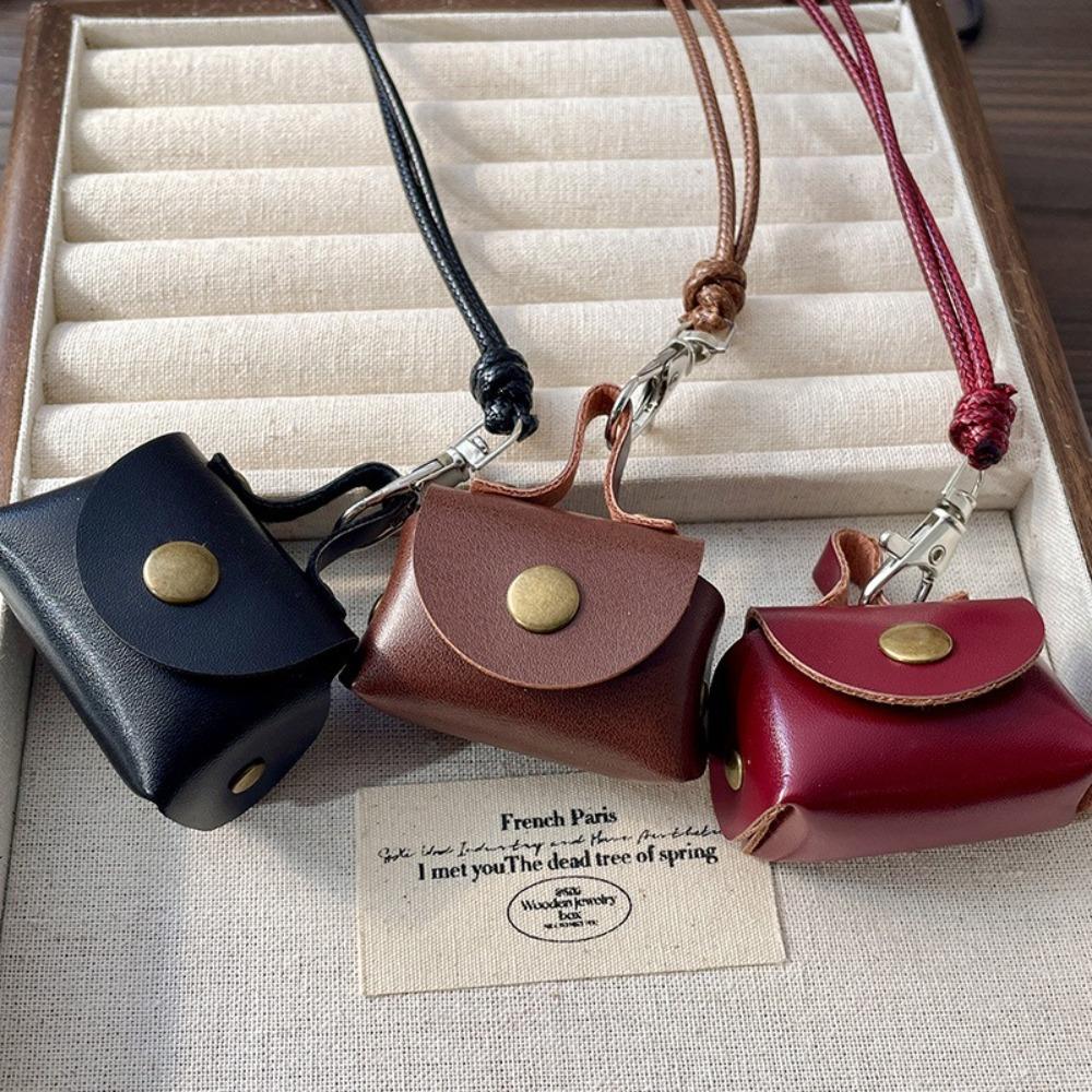 Sweater Chain Coin Purse Necklace Hanging Neck Pu Leather Key Bag Leather Long Necklace  Ladies