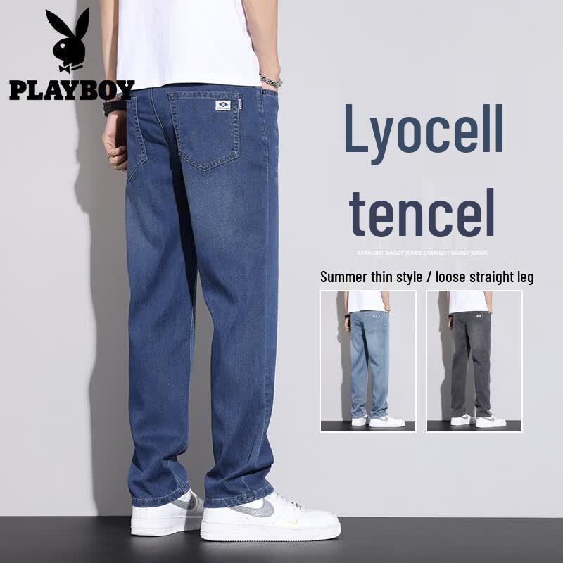 PLAYBOY Men s Summer Tencel Loose Straight Jeans 31