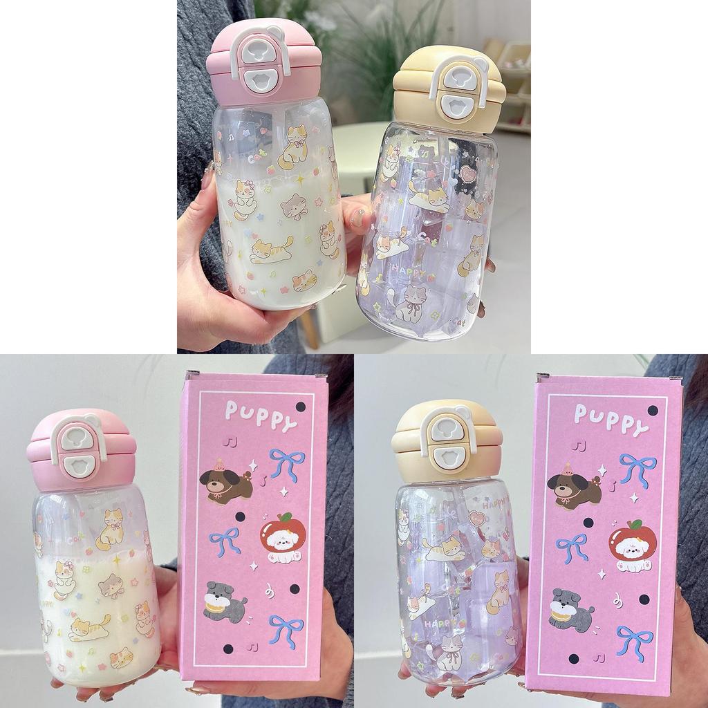 500ml Portable Plastic Cup With Straw For Students And Kids