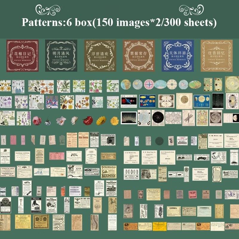 300pcs/boxed Cute Stickers Film Paper Junk Journal Art Collage DIY Photo Album DIY Craft Scrapbooking School Supplies