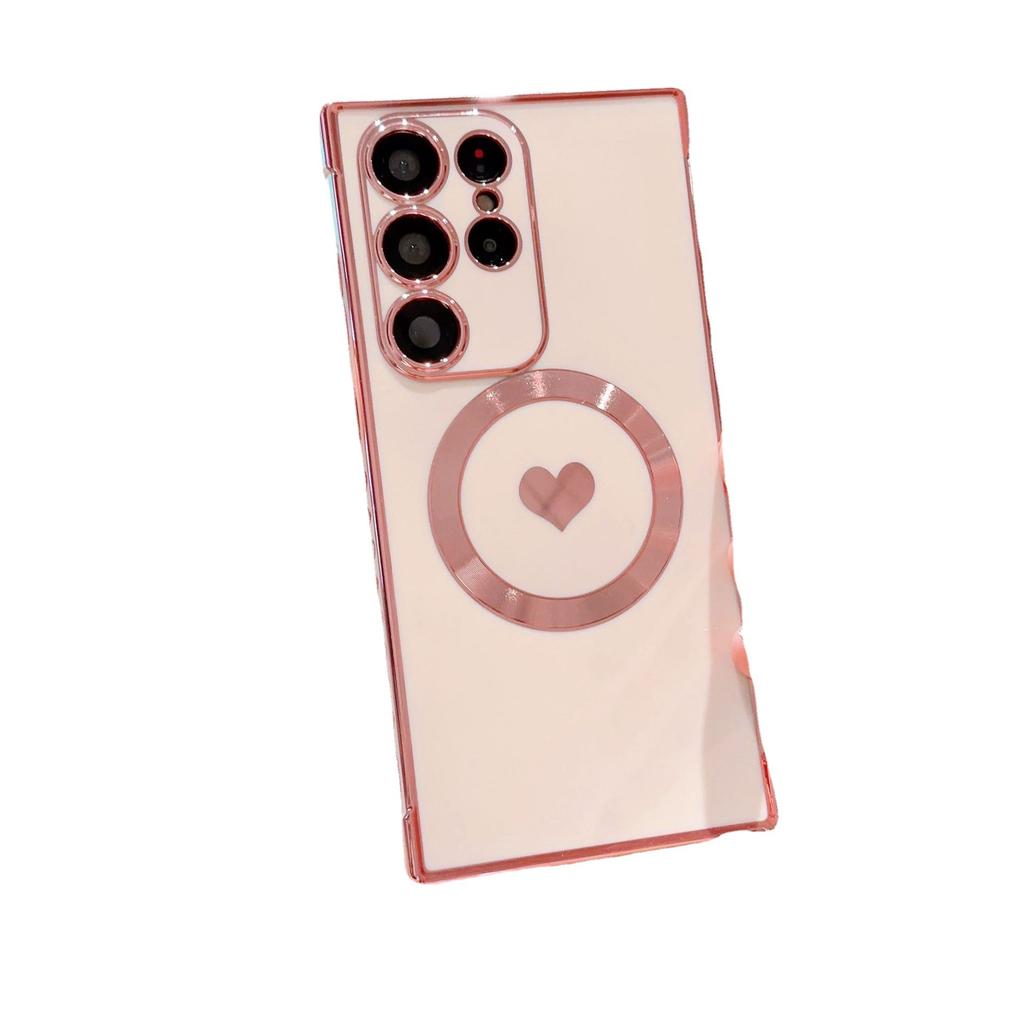 Suitable for Samsung S24ULTRA Electroplated Magnetic Protective Case S23FE Side Love S25 Anti Fall Mobile Phone Case